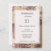 金ゴールドグラムブルゴーニュハート誕生日 招待状 (正面)