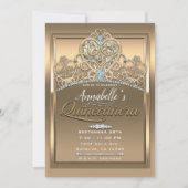 金ゴールドグラムプリンセスハートティアラバースデーパーティー 招待状 (正面)