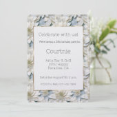 金ゴールドグラムホワイトロータスフラワーズ誕生日 招待状 (スタンド正面)