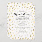 金ゴールドグラムホワイト抽象芸術ブライダルシャワー 招待状 (正面/裏面)