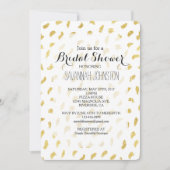 金ゴールドグラムホワイト抽象芸術ブライダルシャワー 招待状 (正面)