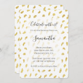 金ゴールドグラムホワイト抽象芸術誕生日 招待状 (正面/裏面)