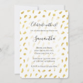 金ゴールドグラムホワイト抽象芸術誕生日 招待状 (正面)