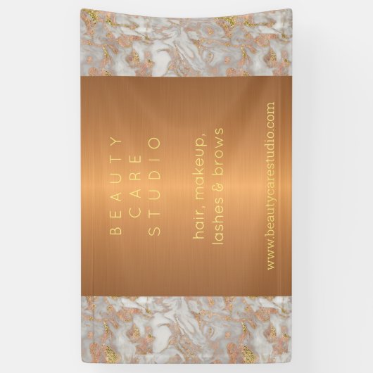 金ゴールドグラムマーブル美しいサロン パーソナライズされた 横断幕 (縦)