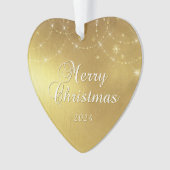 金ゴールドグラムメリークリスマスカップルの写真 オーナメント (正面)