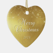 金ゴールドグラムメリークリスマスカップルの写真 セラミックオーナメント (右)