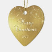 金ゴールドグラムメリークリスマスカップルの写真 セラミックオーナメント (左)