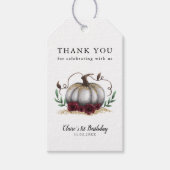 金ゴールドグラムリトルカボチャ誕生日パーティーのお願い ギフトタグ (正面)