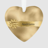 金ゴールドグラムリボンと弓クリスマス オーナメント (正面)