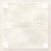 金ゴールドグラムリボンと弓クリスマス ガラスコースター (裏面)