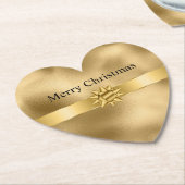 金ゴールドグラムリボンと弓クリスマス ペーパーコースター (アングル)