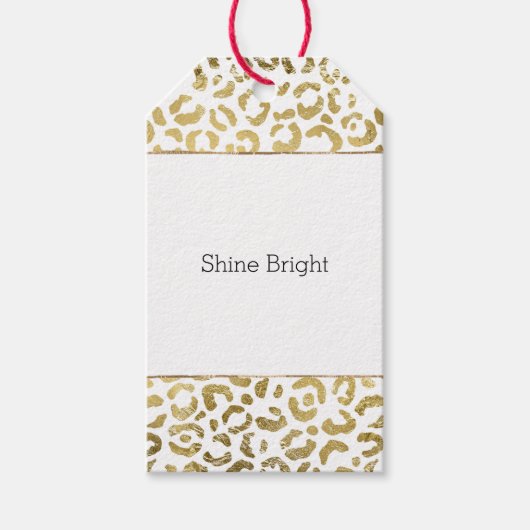 金ゴールドグラムレオパード印刷 ギフトタグ (正面)