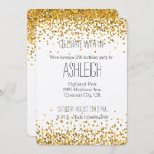 金ゴールドグラム紙吹雪ドット誕生日 招待状 (正面/裏面)