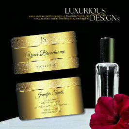 金ゴールドグラモールスパークルグリッタースターとイニシャル 名刺