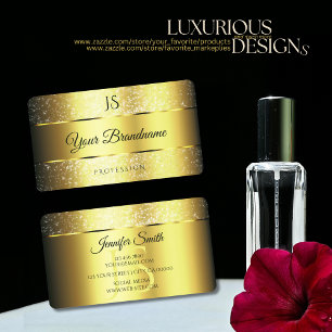 金ゴールドグラモールスパークルグリッタースターとイニシャル 名刺