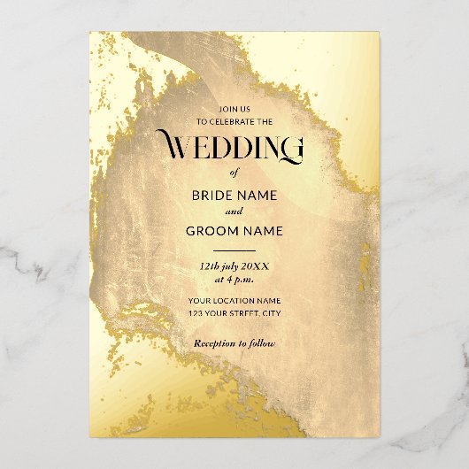 金ゴールドグランジテクス結婚チャ 箔招待状 (正面)