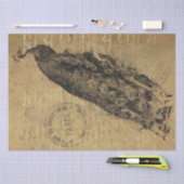 金ゴールドグランジピーコックバードスクフランスのリプトの切り離し 薄葉紙 (クラフト)