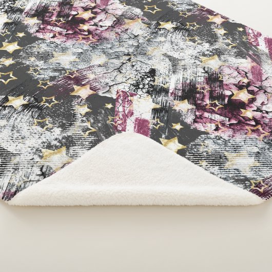 金ゴールドグランジ星スタイリッシュ抽象芸術モダン シェルパブランケット (3/4)