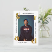 金ゴールドグラード |写真はっきりした卒業発表 招待状 (スタンド正面)