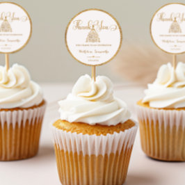 金ゴールドグリアプリンセスガールベイビーシャワーありがとう ラウンドシール