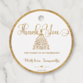 金ゴールドグリアプリンセスベビーシャワーありがとう フェイバータグ (正面)