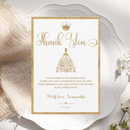 金ゴールドグリアプリンセスベビーシャワーサンキューカード サンキューカード