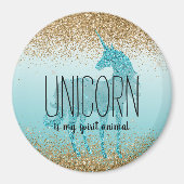 金ゴールドグリジーアクアターコイズグリッターユニコーン引用文 マグネット (正面)