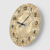 金ゴールドグリジーグリッタースパークル紙吹雪シャイン ラージ壁時計 (傾斜)