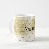 金ゴールドグリジーグリッターハート コーヒーマグカップ (正面左)