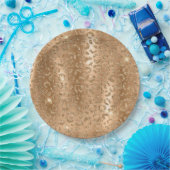 金ゴールドグリジーグリッターヒョウ印刷 ペーパープレート (パーティー)