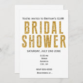 金ゴールドグリジーグリッターブライダルシャワーグラム招待状 招待状 (正面/裏面)