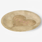 金ゴールドグリジーグリッターラブハート ペーパープレート (アングル)