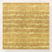 金ゴールドグリジーストライプ ガラスコースター (正面)