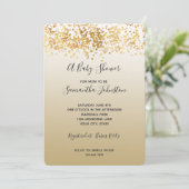 金ゴールドグリジー紙吹雪グラデーションベビーシャワー 招待状 (スタンド正面)
