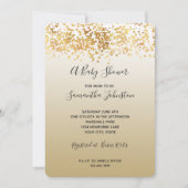 金ゴールドグリジー紙吹雪グラデーションベビーシャワー 招待状 (正面)