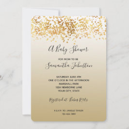 金ゴールドグリジー紙吹雪グラデーションベビーシャワー 招待状
