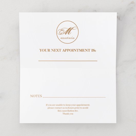 金ゴールドグリッガーリータリーラグジュアリーモノグラム美しいサロン 予約カード (内部開封)