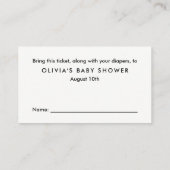 金ゴールドグリッターおむつラッフルチケット エンクロージャーカード (裏面)