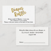 金ゴールドグリッターおむつラッフルチケット エンクロージャーカード (正面/裏面)