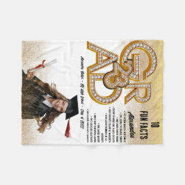 金ゴールドグリッターおもしろいファクト写真2023卒業 フリースブランケット