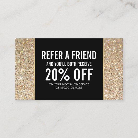 金ゴールドグリッターおよびグラマー美しい紹介カード 紹介カード (正面)