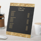 金ゴールドグリッターおよびブラック美しいサロン価格表 台座サイン (インサイチュ)