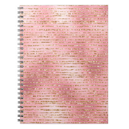 金ゴールドグリッターおよびライトピンク箔グラムストライプ製品 ノートブック