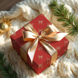 金ゴールドグリッターお洒落スエレガントクリスマス弓 ラッピングペーパー