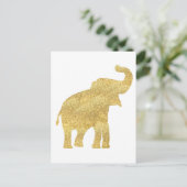 金ゴールドグリッターかわいいベビー象 ポストカード (スタンド正面)