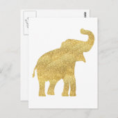 金ゴールドグリッターかわいいベビー象 ポストカード (正面/裏面)