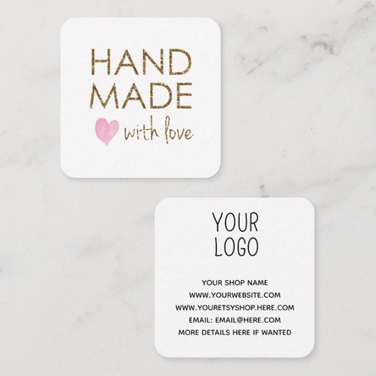 金ゴールドグリッターがラブビジネスで手作り  スクエア名刺 (正面/裏面)