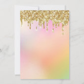 金ゴールドグリッターが少女の一角獣のベビーシャワーを落とす 招待状 (裏面)