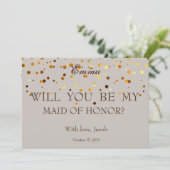 金ゴールドグリッターが私のメイド・オブ・オーナー（花嫁付き添い人） 招待状 (スタンド正面)
