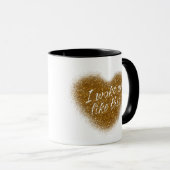 金ゴールドグリッターこのハートコーヒーマグのように目が覚めた マグカップ (正面右)